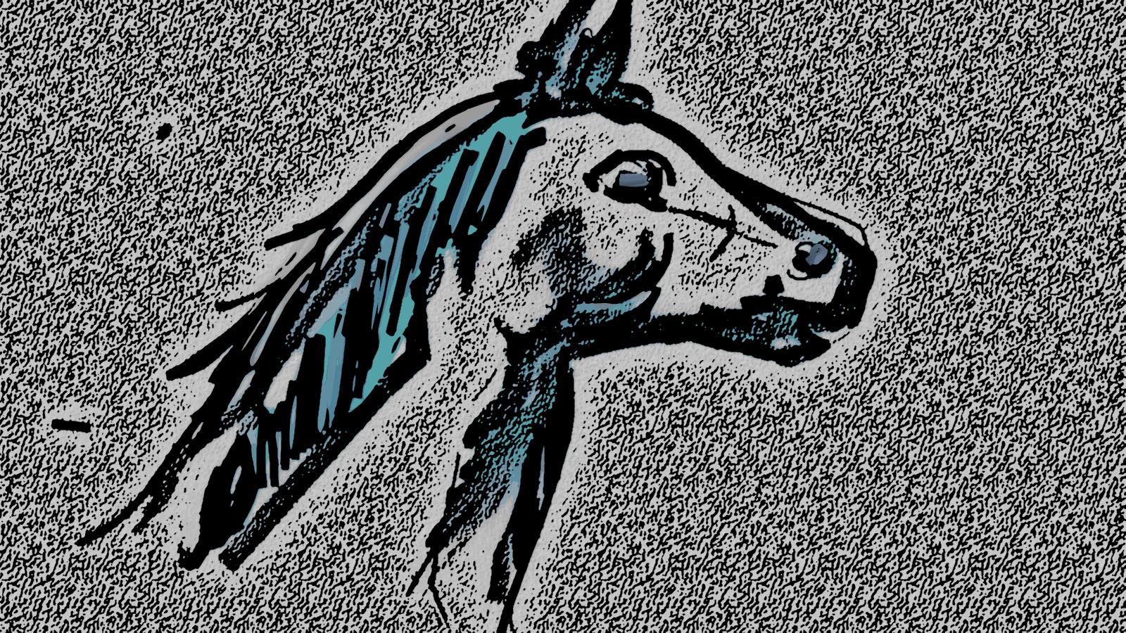 horse woodcut style painter